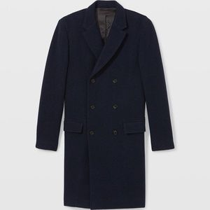 NWT $498 Club Monaco Mens Boiled Wool Double-Breasted Topcoat Navy Coat Jacket